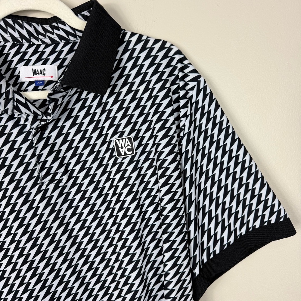 Waac Golf Polo Mens XXL Black White Short Sleeve Top Work Office Sporty Neutral